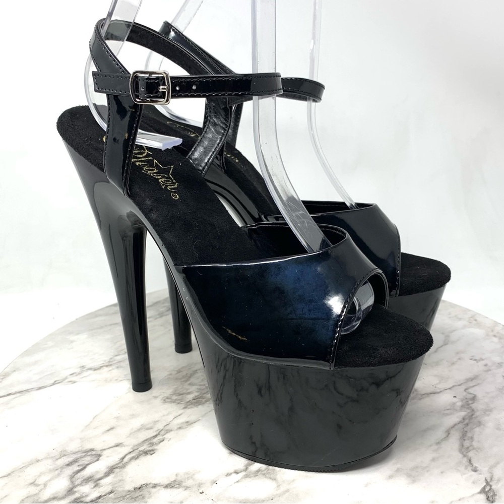 Pleaser Adore Open Toe Patent Platform Stilettos 7 Pole Exotic Dancer Goth Sexy